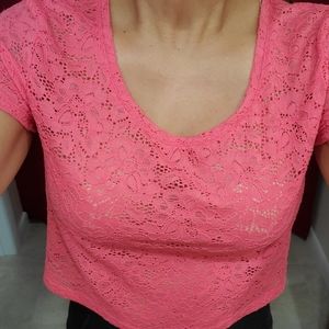 Flower lace crop shirt